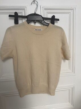 Reformation Women’s Cream Short-Sleeve Cashmere Sweater